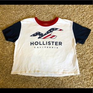 Hollister crop size small Americana white R/B